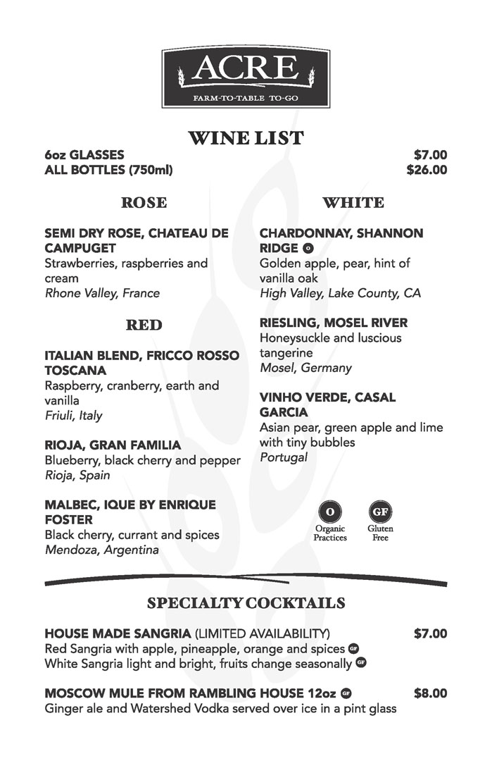 acre farm to table